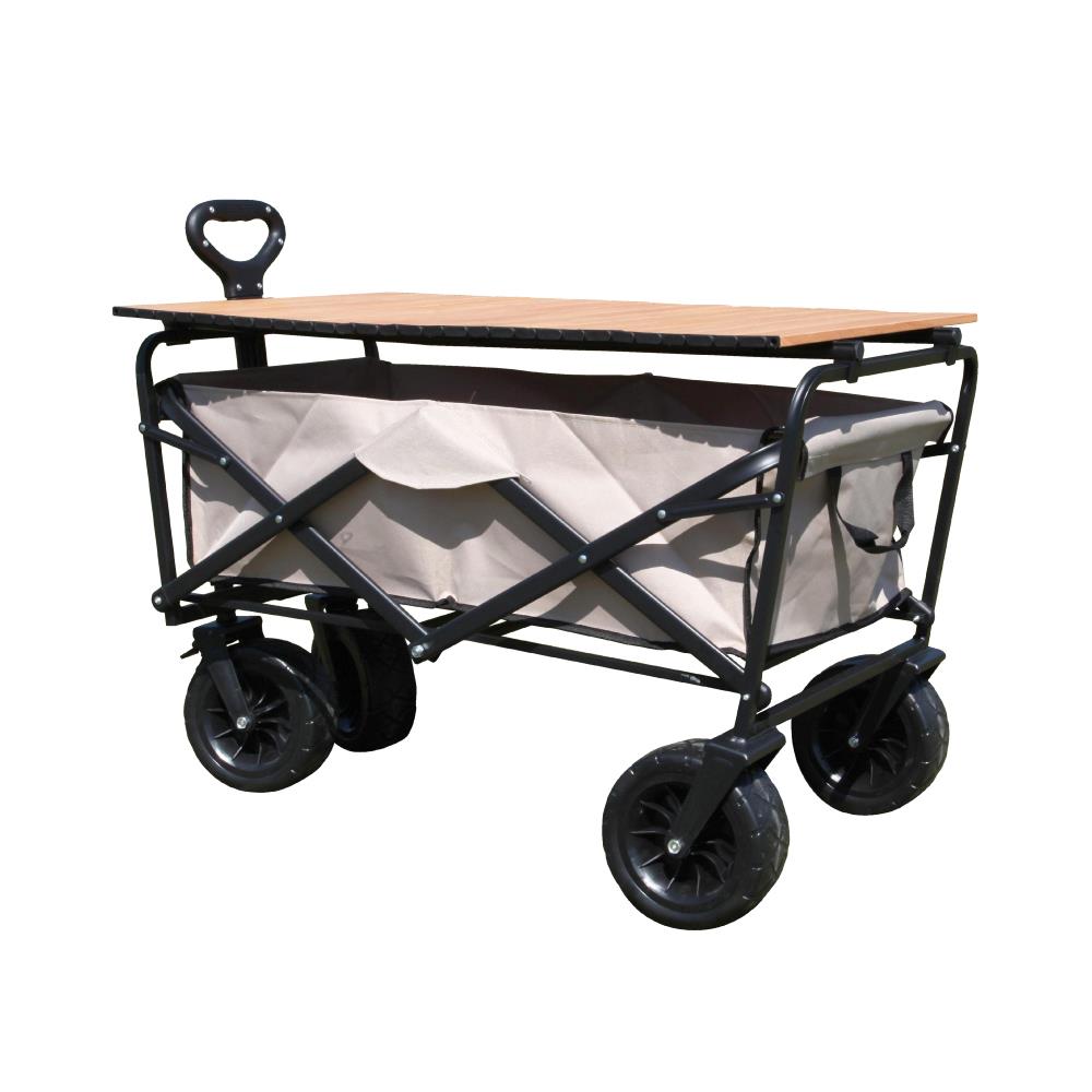 FOLDING WAGON TABLE SPRING WOOD GRAIN CREAM