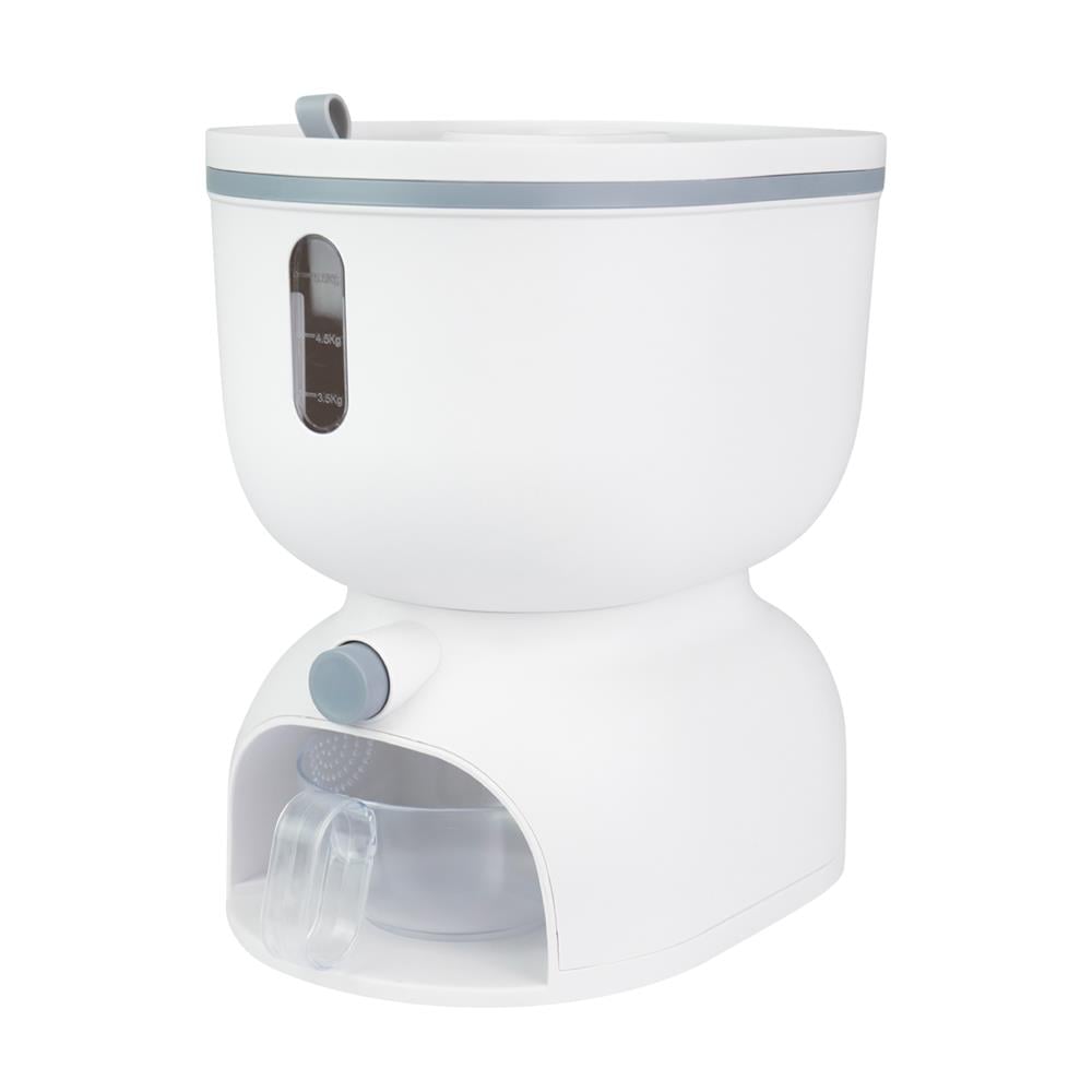 PLASTIC RICE STORAGE CONTAINER WITH CUP   5KG WHITE