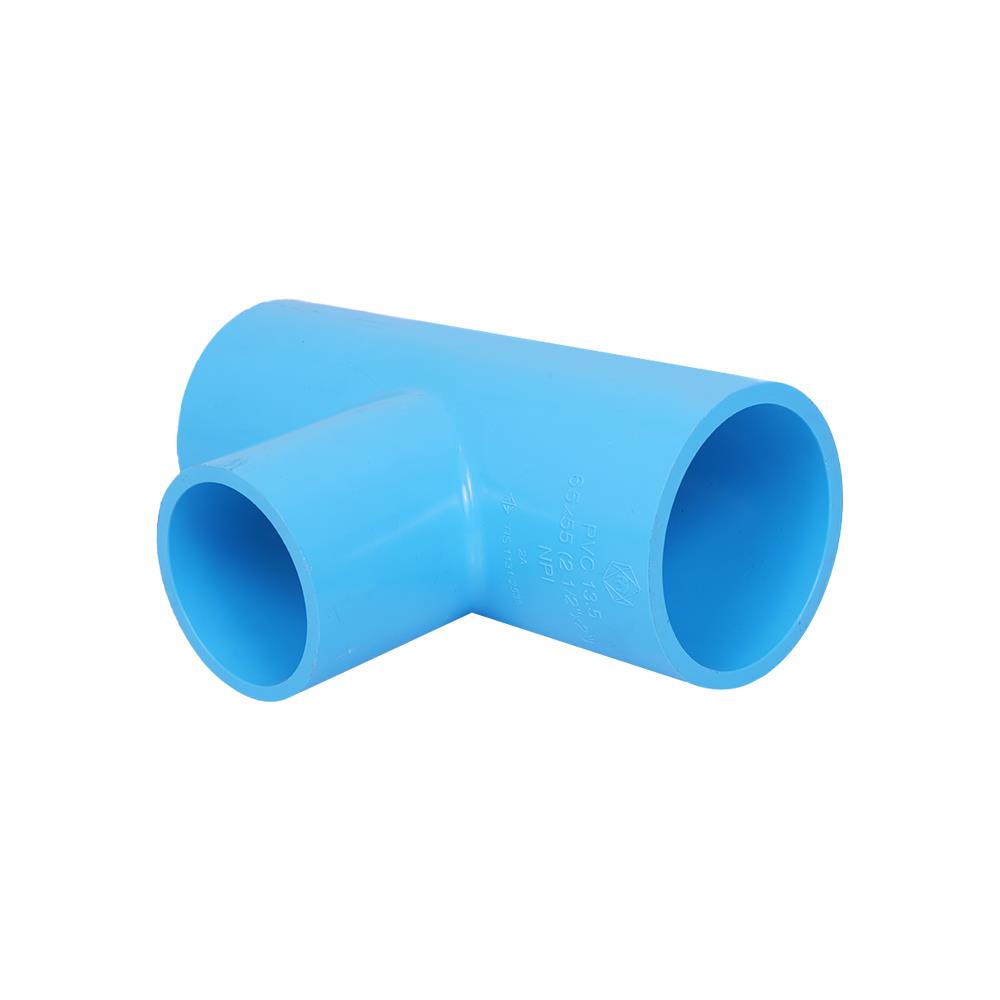 PVC REDUCING TEE PIPE FITTING SCG 2 1/2X2IN BLUE